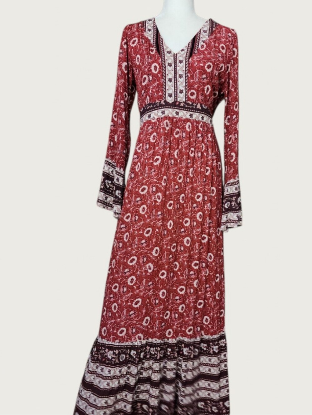 Knox Rose Red Printed Boho Maxi Dress Small